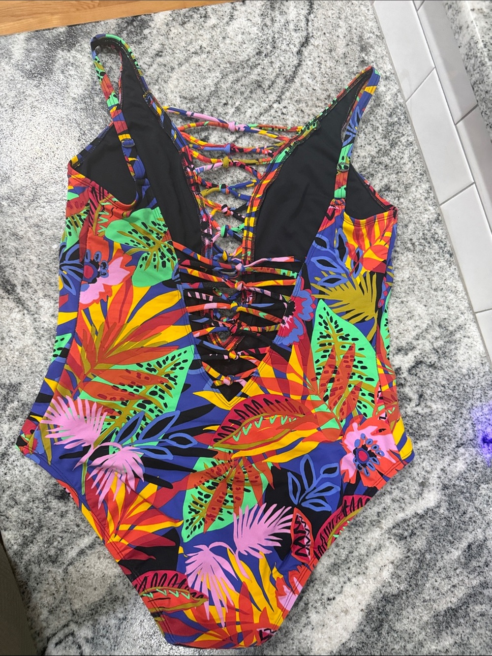 Bleu Rod Beattie Night Safari Plunge Lace Down One Piece Swimsuit Plus 16W - Picture 2 of 4